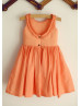 Coral Cotton Knee Length Affordable Flower Girl Dress Coral Cotton Knee Length Affordable Flower Girl Dress